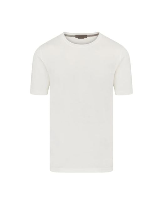 Corneliani White Double Mercerised Cotton T-shirt for men