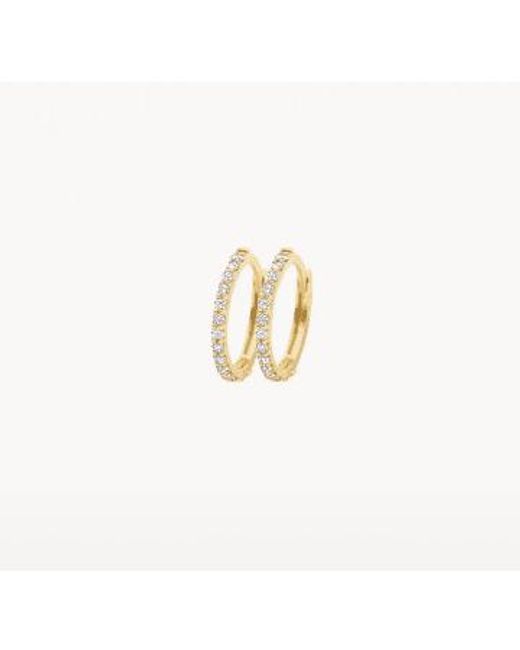 14K Gold Zirconia Pave Hoop 116Mm Earrings di Blush Lingerie in Metallic
