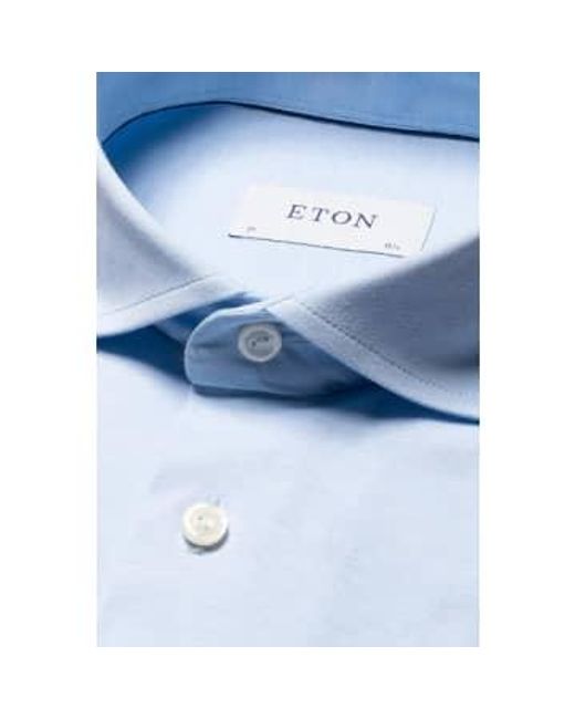 Light Contemporary Fit Cotton Four Way Stretch Shirt 10001177220 di Eton of Sweden in Blue da Uomo