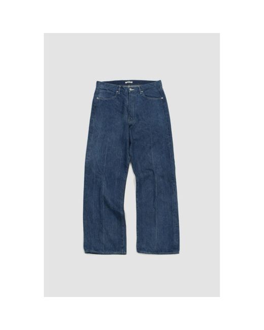 AURALEE Selvedge Faded Light Denim Pants Lightning Effect Indigo