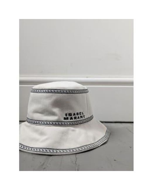 Isabel Marant Gray Halena Ecru Embroidered Bucket Hat O/s
