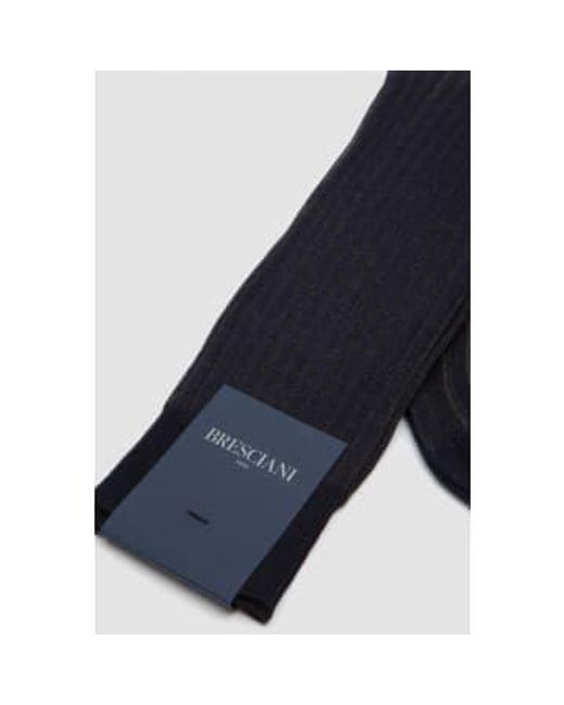 Bresciani Blue Cotton Short Socks /poivre L for men