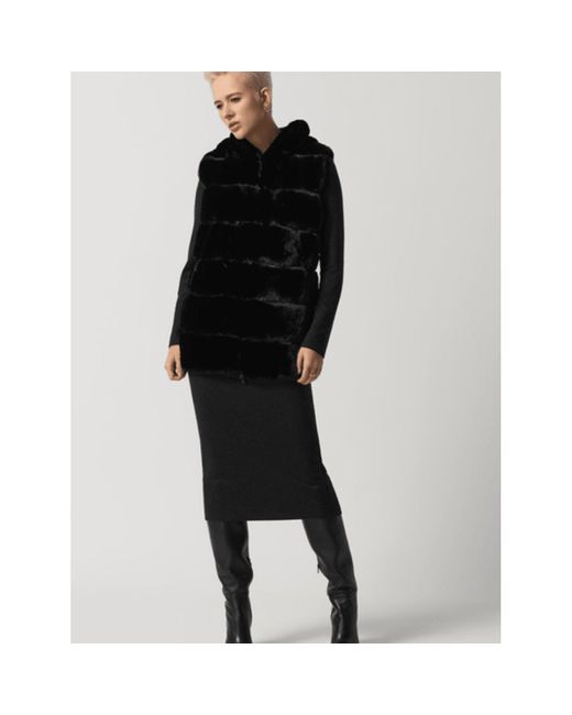 Black faux fur hooded gilet sales