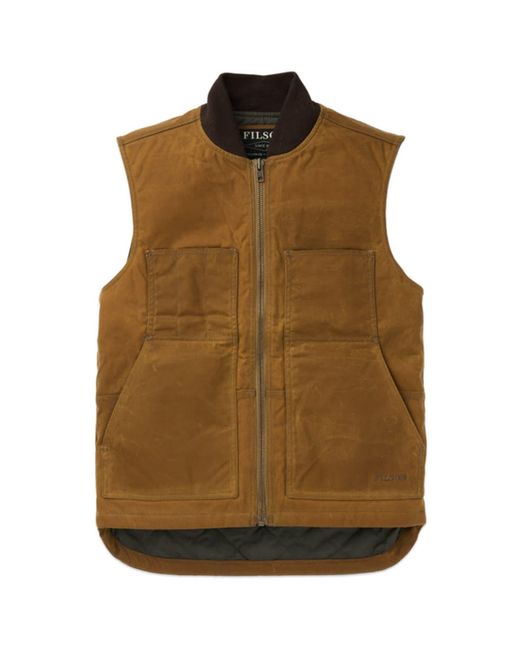Filson Brown Tin Cloth Insulated Work Vest Gilet for men