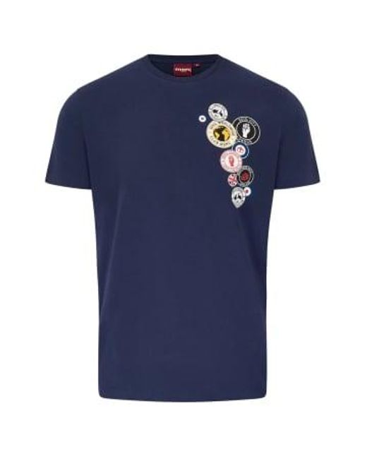 Merc London Blue Naunton Pin Badge T-shirt Navy L for men
