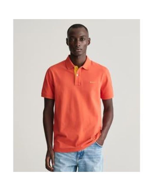 Gant Red Contrast Piqué Polo Shirt M for men
