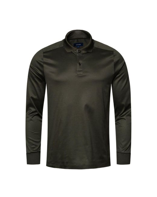 Eton Green Casual Fit Filo Di Scozia Long Sleeve Polo Shirt for Men | Lyst