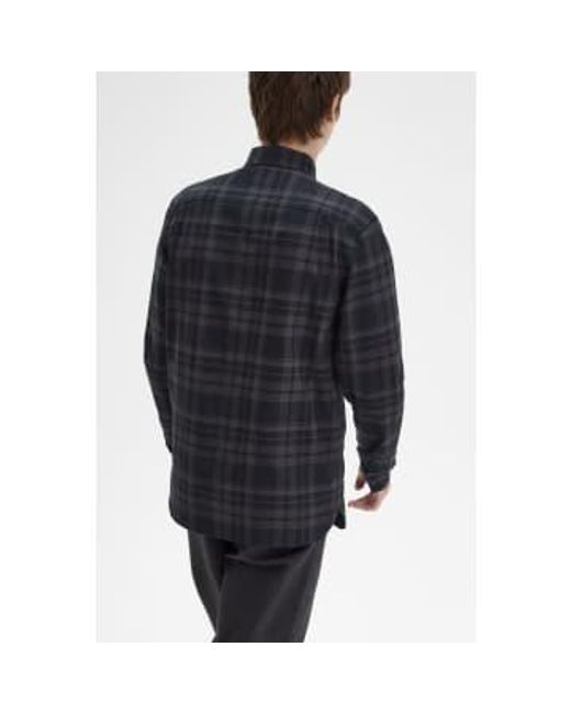 Fred Perry Blue M7775 Tonal Tartan Shirt /grey Medium for men