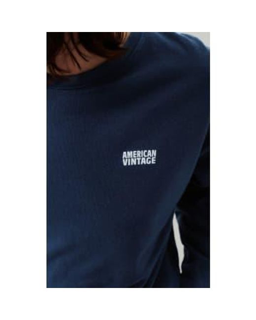 American Vintage Blue Navy Melang Hodatown Sweatshirt S