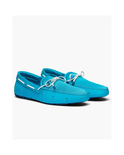 Swims Cerulean Blue Braided Lace Loafer Shoes for men