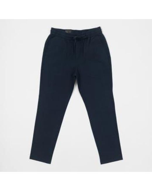 Only & Sons Blue Linus Crop Linen Pants In Dark for men