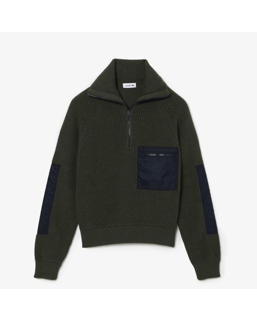 Lacoste Green Jersey With A Zip Closure And Block Color Design