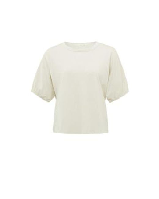 T-shirt avec cou rond et manches bouffées Yaya en coloris White