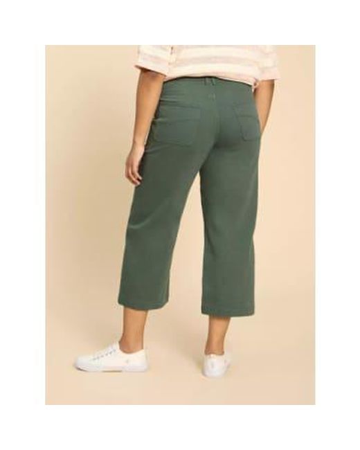 White Stuff Tia Wide Leg Cropped Jeans Mid Green Uk 12 / Us 8