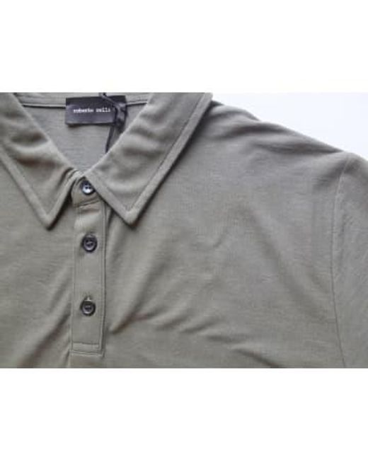 Green Short Sleeve Polo Shirt di Roberto Collina in Gray da Uomo