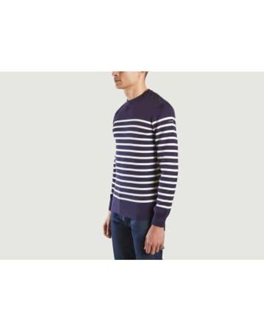 Armor Lux Blue Groix Striped Sweater for men