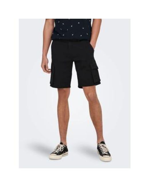 Only & Sons Blue Cargo Shorts for men