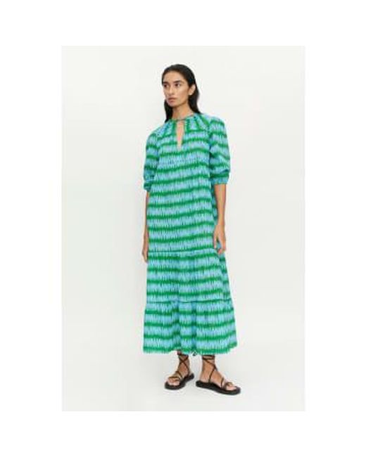 Compañía Fantástica Green Long Kaftan Dress And Blue Summer Vibes Print S