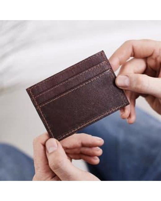 VIDA VIDA Blue Leather Credit Card Holder For S Leather for men