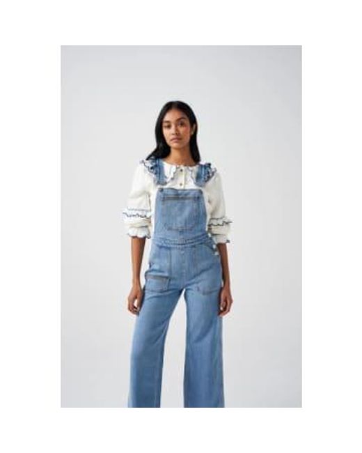 seventy + mochi Blue Elodie Frill Dungarees
