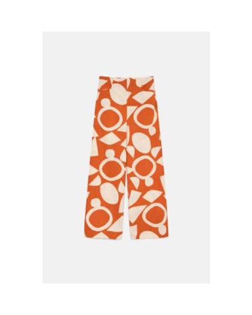 Compañía Fantástica Orange Blockdrucken mit weitem Beinhosen