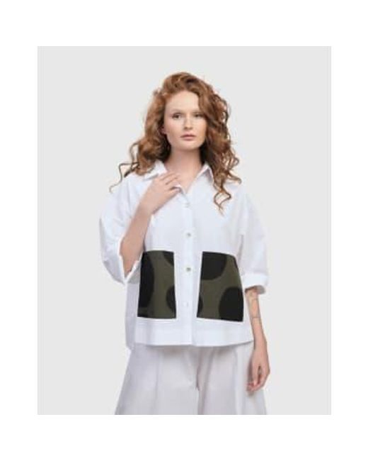 Alembika White Shirt With Black And Khaki Spot Pocket