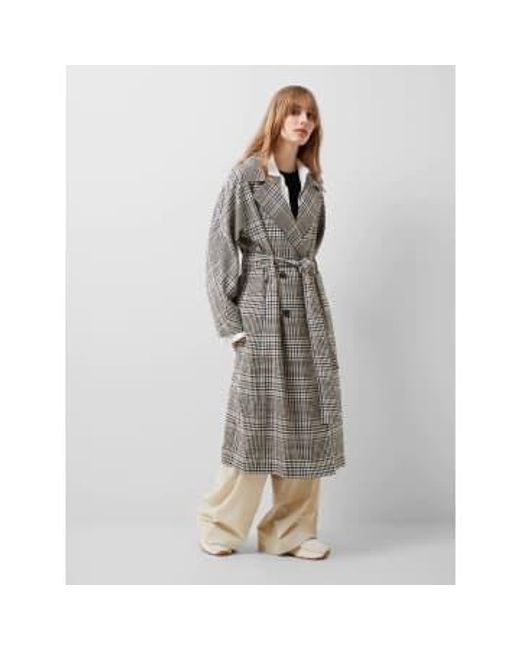 French Connection Gray Dandy Check Trench Coat
