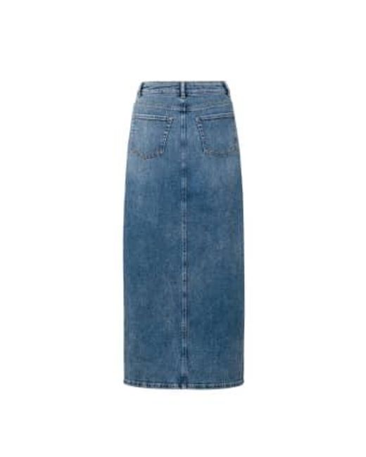 Yaya Blue Denim Maxi Skirt With Slit