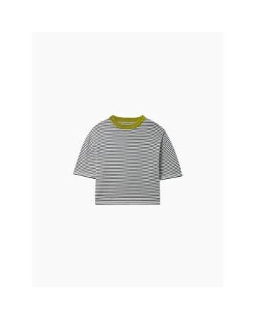 Cordera Gray Cotton Striped T-shirt Lime One Size