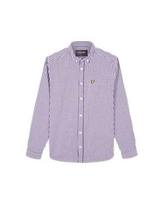 Camisa gingham ajuste lgado azul marino Lyle & Scott de hombre de color Purple