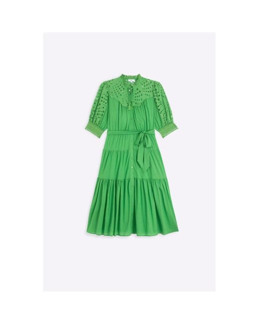 Suncoo Cora Embroidered Dress in Green | Lyst