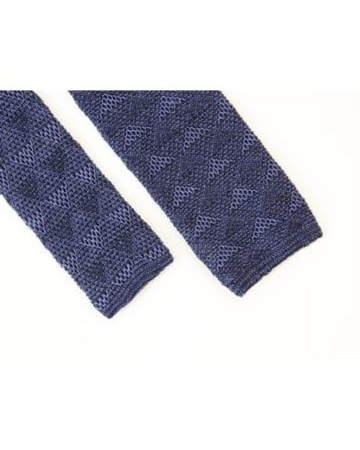 40 Colori Blue Linen Diamonds Knitted Tie for men