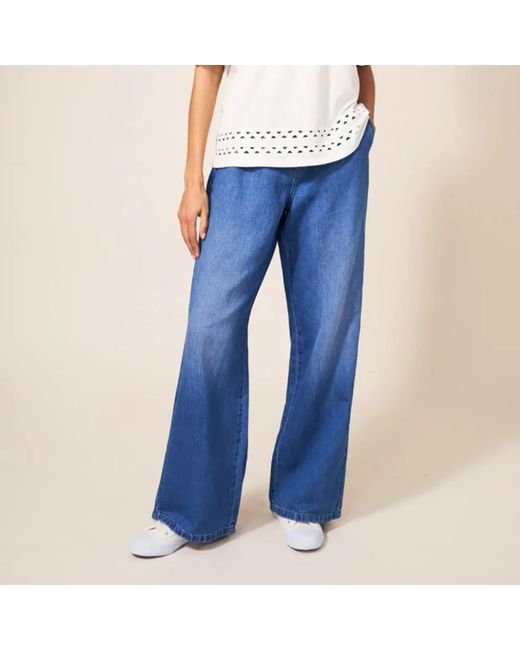 White Stuff Ren Cotton Linen Wide Leg Jean in Blue | Lyst