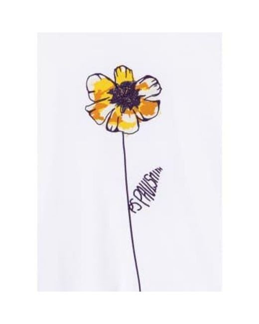 Yellow Flower Graphic T Shirt di Paul Smith in White