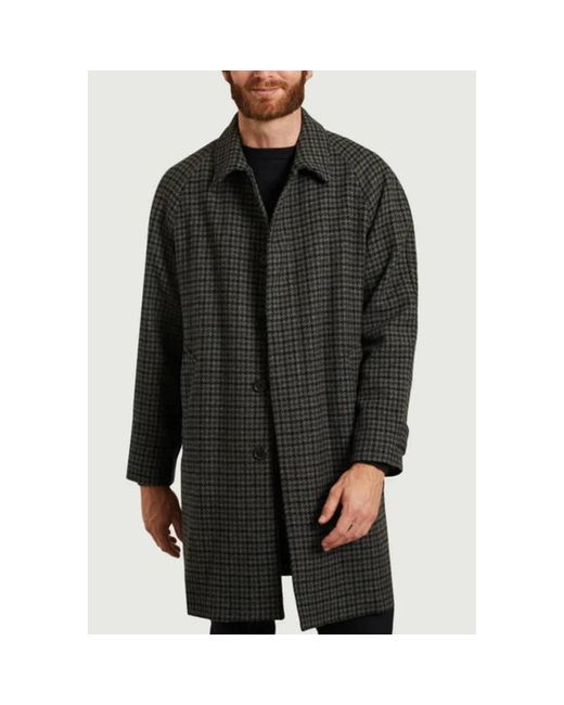 Hartford Black Coat Houndstooth Wool Mix Grey & Navy Aw47115 for men