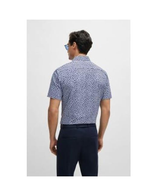 Boss Blue P-roan-ken Slim Fit Short Sleeve Shirt for men