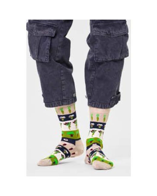 Chaussettes à rayures végétariennes en beige p000135 Happy Socks pour homme en coloris Green