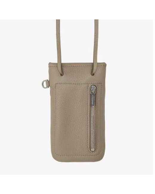 Mplus Design Natural Leather Phone Bag No1 In Taupe Leather