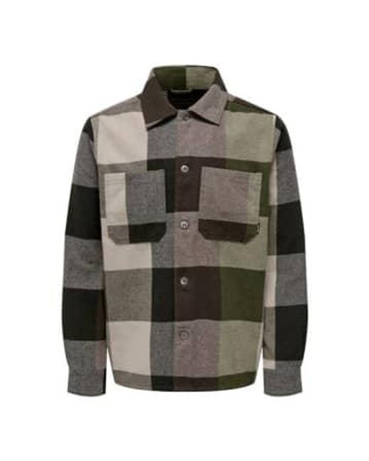 Only & Sons Green Balo Check Overshirt for men