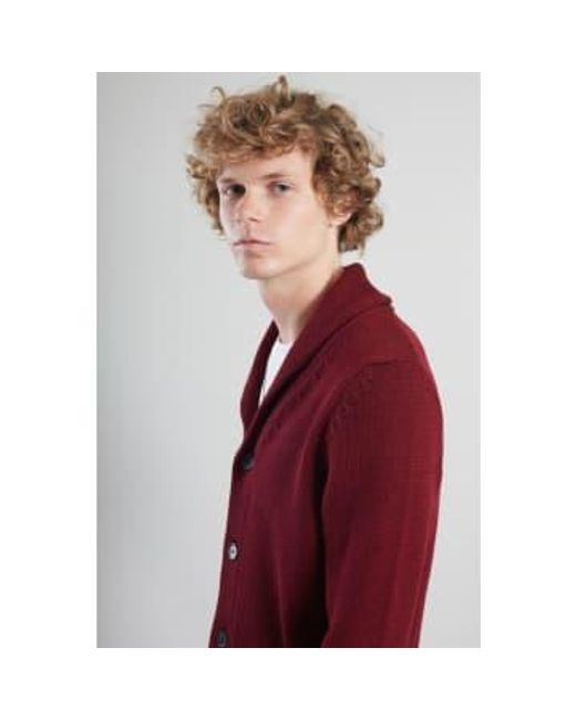 Cardigan à col châle en laine mérinos rouge boraux L'Exception Paris pour homme en coloris Red