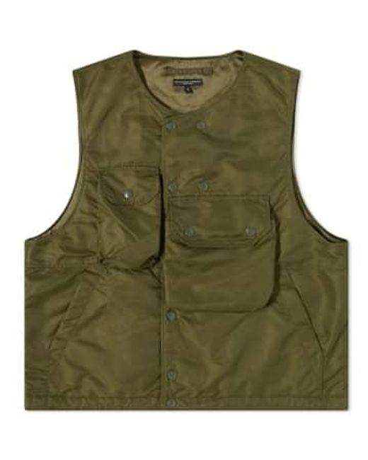 Cover Vest Olive Flight Satin 1 di Engineered Garments in Green da Uomo