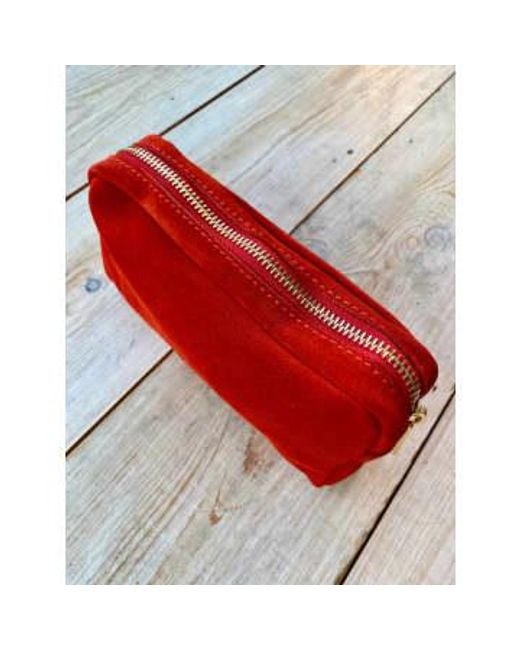 Marlon Red Anne Suede Cosmetic Bag / Os