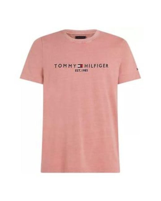 T Shirt For Man Mw0Mw35186Tj5 Teaberry Blossom di Tommy Hilfiger in Pink da Uomo