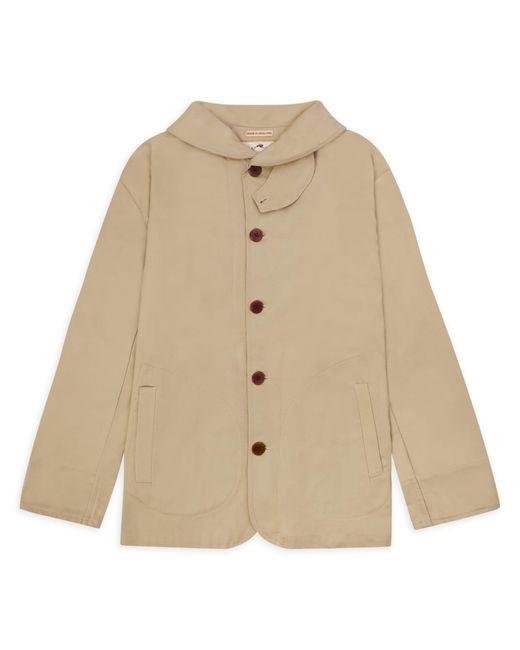 Burrows and Hare Twill Shawl Collar Jacket in Natural for Men | Lyst