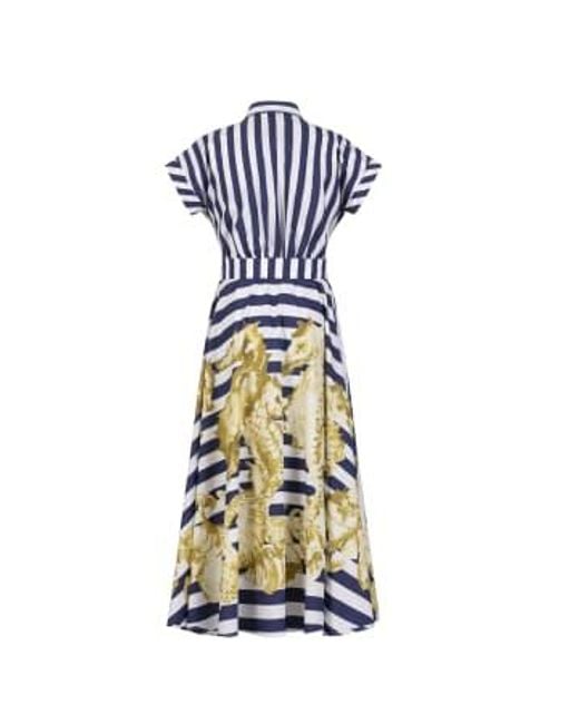 Sara Roka Blue Drareen Long Stripe Button Through Dress With Seahorses 14