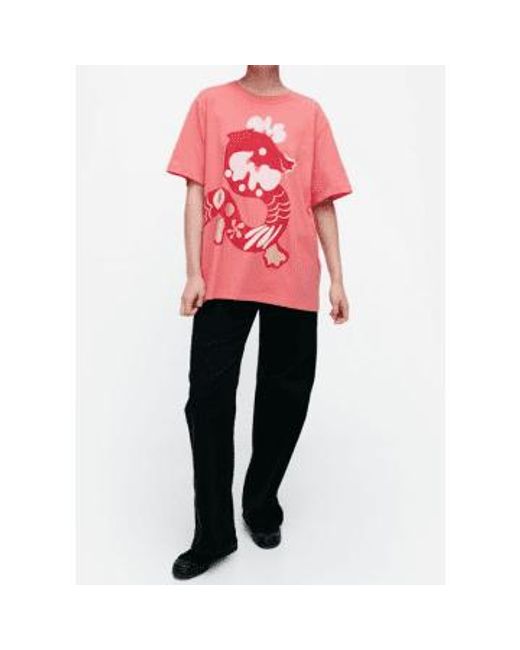 Marimekko Red Corte -sleeved Cotton Shirt Embla Jalo Peachy