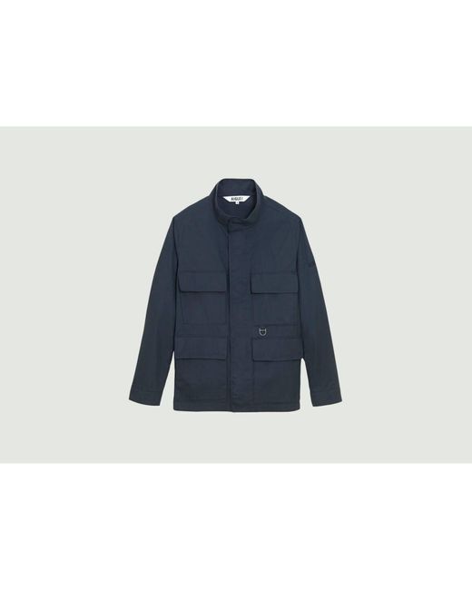 Aigle Blue Plain Mid-length Safari Jacket for men