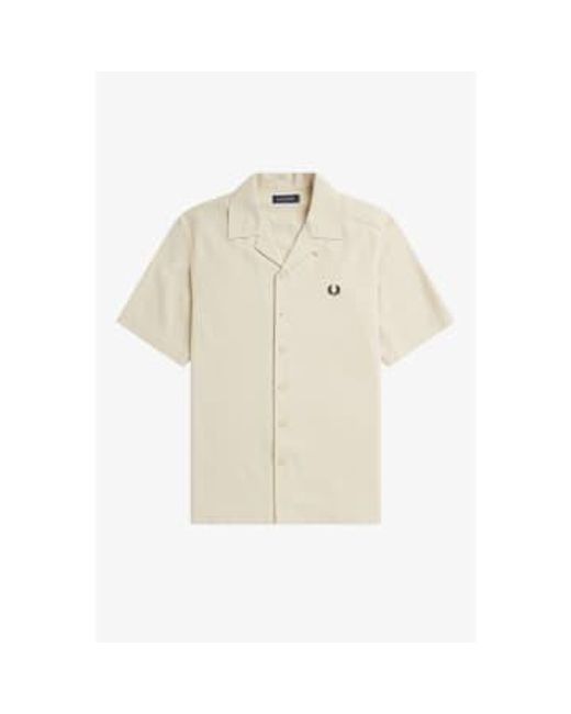 Fred Perry Natural Pique Texture Revere Collar Shirt Oatmeal Medium for men