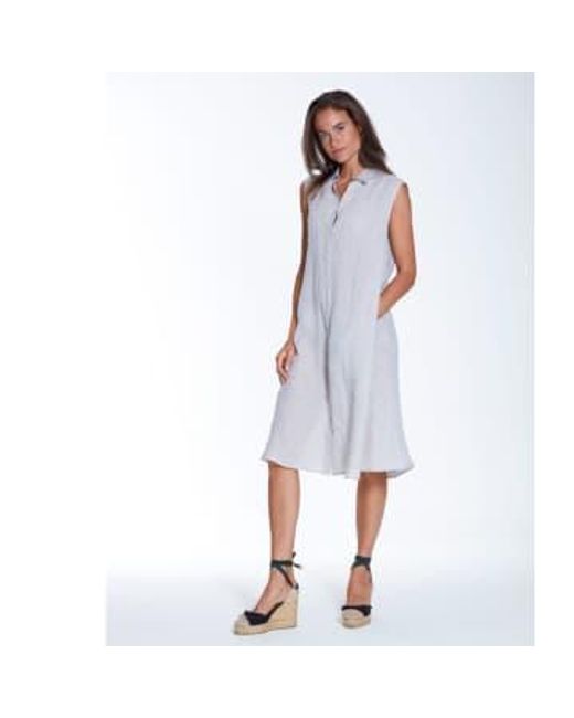Cashmere Fashion White 0039italy Linen Dress Lina Sleeveless