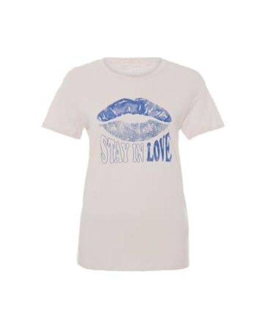 In Love Lips Easy Tee Or Muted Stone di Guess in White